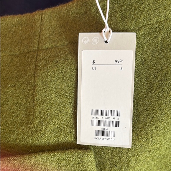 NWT COS Olive Green Wool Mini Skirt with Pockets - Picture 3 of 3